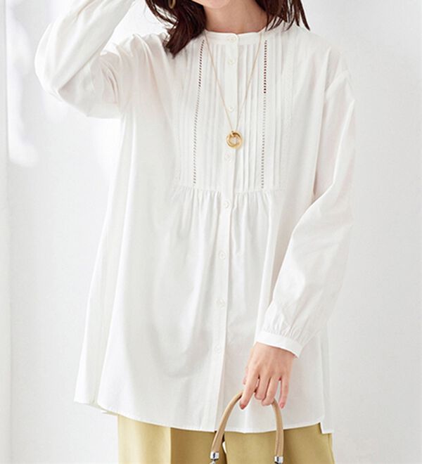 BELLUNA（ベルーナ）の「華やかレース&times;ピンタックシャツチュニック（チュニック）」｜詳細画像