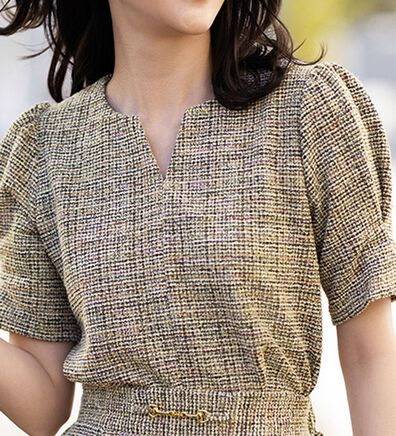 RANAN（ラナン）の「カットツイードきれいめブラウス（カットソー）」