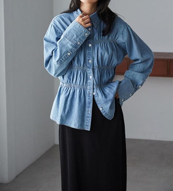 RANAN（ラナン）の「ライトデニムシャーリングデザインシャツブルー（シャツ）」｜詳細画像