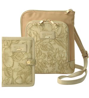 ルフラン（ルフラン）の「【２点セット】フラワー型押しショルダー＆ポーチ（ショルダーバッグ）」｜ベージュ