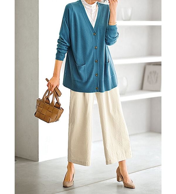 BELLUNA（ベルーナ）の「サラもち！快適ビンテージ調素材ワイドパンツ（ワイドパンツ・ガウチョ）」｜詳細画像