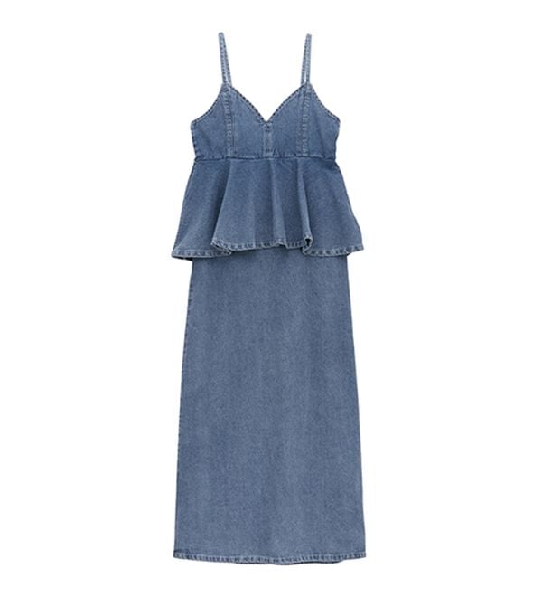 RANAN（ラナン）の「デニムペプラムキャミワンピース（ロングワンピース）」｜詳細画像