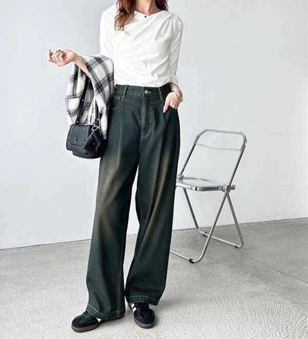 GeeRA（ジーラ）の「２タックワイドデニムパンツ（フルレングスパンツ）」｜詳細画像