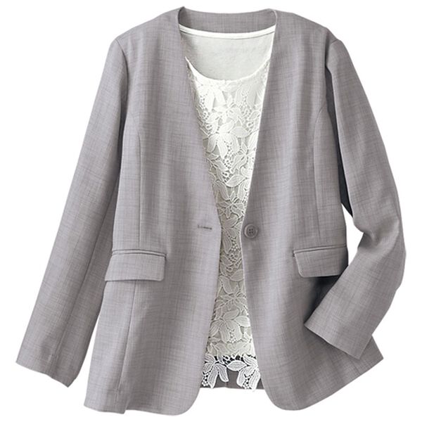 BELLUNA（ベルーナ）の「＜楽スタフィット＞ノーカラージャケット（ノーカラージャケット）」｜詳細画像