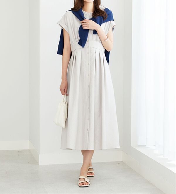 BELLUNA（ベルーナ）の「箔プリント麻調グリッターワンピース（その他ワンピース）」｜詳細画像