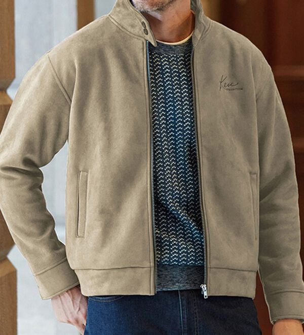 「＜ケン・コレクション＞裏チェックが素敵な暖かスエード調ジャケット（メンズブルゾン）」｜詳細画像