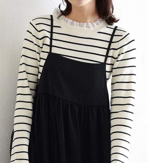 Pierrot（ピエロ）の「【選べる丈】前後２ｗａｙギャザー切り替えキャミワンピース（カットソーワンピース）」｜詳細画像