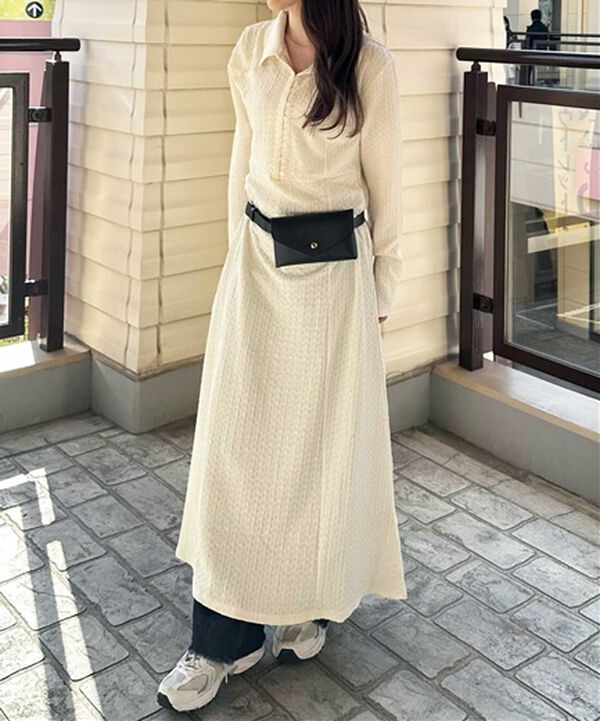 GeeRA（ジーラ）の「ポロ衿表面感素材マーメイドワンピース（カットソーワンピース）」｜詳細画像