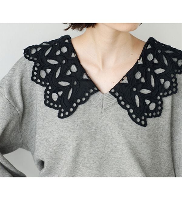 GeeRA（ジーラ）の「レース衿付ニット（ニット・セーター）」｜詳細画像