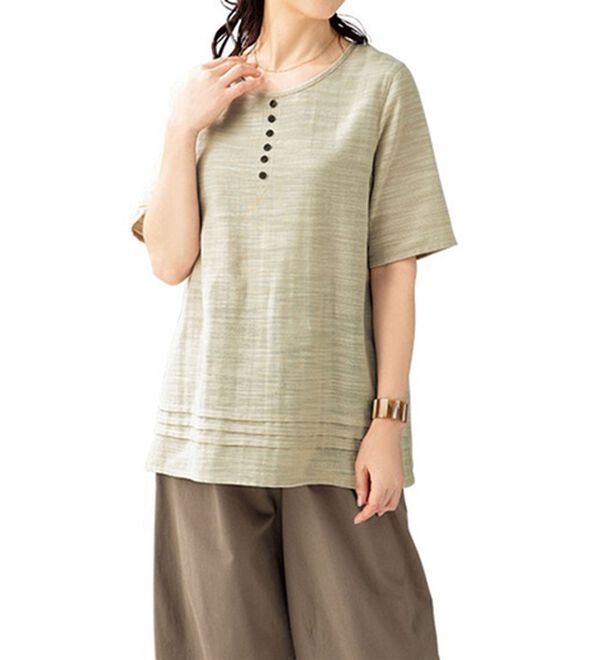 ルフラン（ルフラン）の「【４色組】ざっくり綿１００％ブラウス（ブラウス）」｜詳細画像