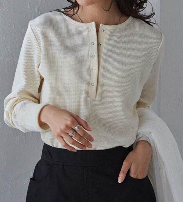 RANAN（ラナン）の「ヘンリーネックワッフルロンＴ（カットソー）」｜詳細画像