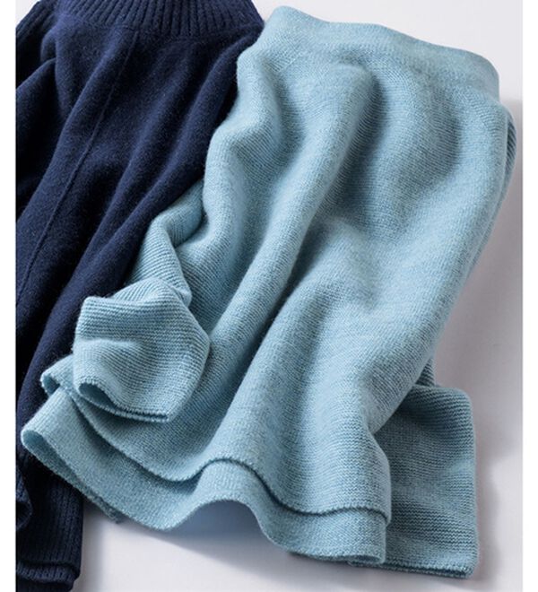 VINNO（ヴィノ）の「日本製＜ホールガーメント＞カシミヤ混ラメハイネックニット（ニット・セーター）」｜サックス