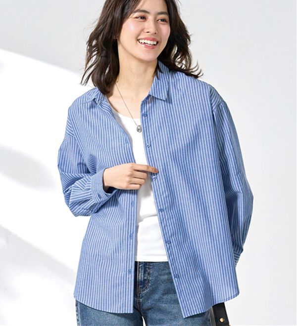 BELLUNA（ベルーナ）の「麻入りイージーケアゆったりシャツ（シャツ）」｜詳細画像