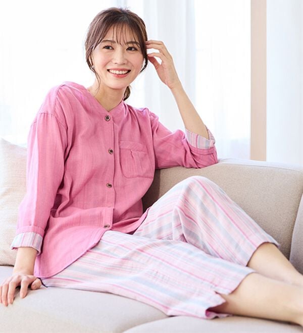 LAVIENNE（ラヴィエンヌ）の「【オーガニックコットン使用】綿１００％Ｗガーゼのルームパジャマ（パジャマ・ルームウェア）」｜詳細画像