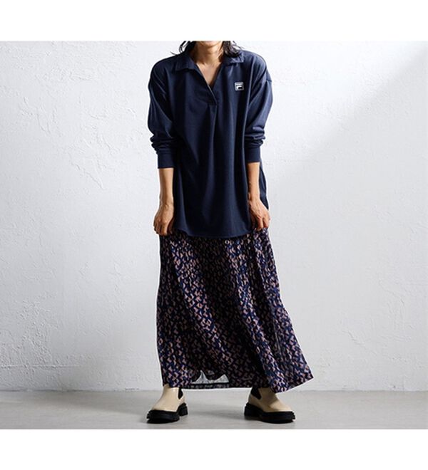 RANAN（ラナン）の「＜ＦＩＬＡ＞鹿の子チュニック長袖ポロシャツ（カットソー）」｜詳細画像