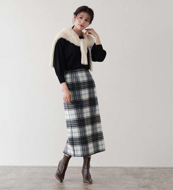 ウールタッチチェック柄スカート - ベルーナ【公式】