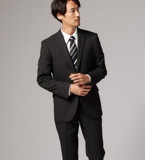 REMEN'S（リメンズ）の「【洗濯機ＯＫ】ノータックウォッシャブルスーツ（ビジネススーツ）」｜ブラック系ストライプ