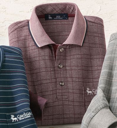 「＜カルビア＞長く着られる柄違い涼やか麻入りポロシャツ（メンズポロシャツ）」