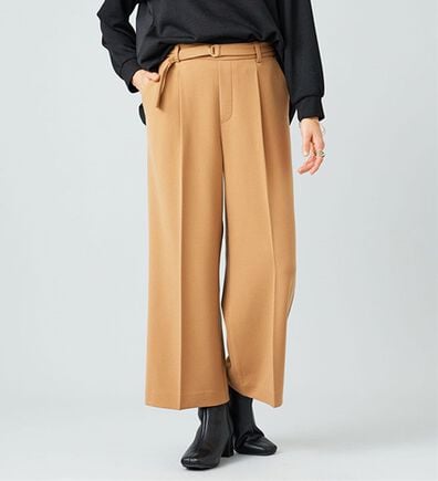 BELLUNA（ベルーナ）の「サマ見え（ウォーム）ベルト付ワイドパンツ（ワイドパンツ・ガウチョ）」