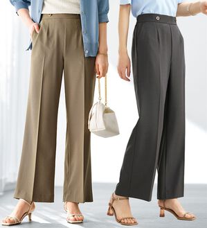 BELLUNA（ベルーナ）の「麻調ストレッチ素材美脚フレアーパンツ（フルレングスパンツ）」｜詳細画像