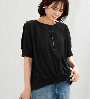 BELLUNA（ベルーナ）の「ヒンヤリ爽快！裾ギャザープルオーバー（カットソー）」｜黒