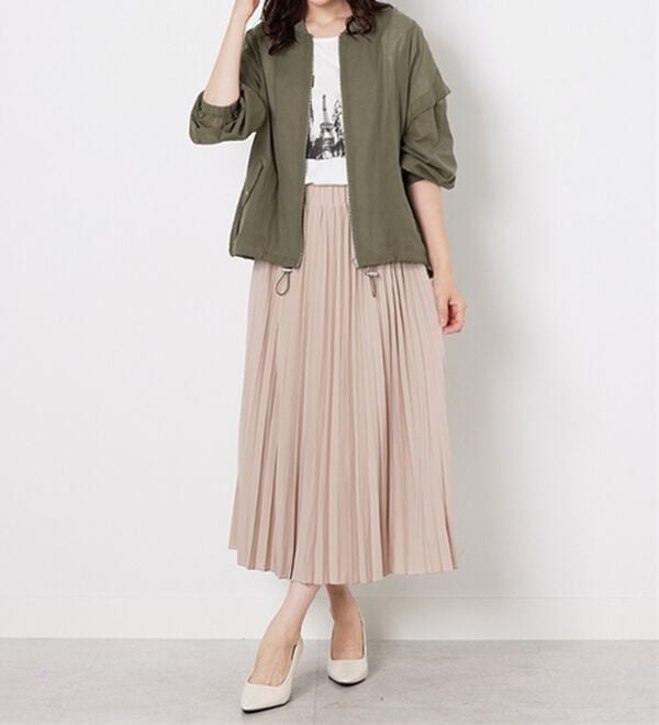 BELLUNA（ベルーナ）の「麻調素材リブ使いシアーブルゾンジャケット（ブルゾン）」｜詳細画像