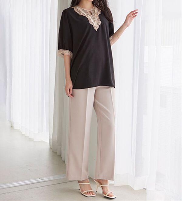 RANAN（ラナン）の「【選べる２丈】機能付！美脚シルエットセンタープレスワイドパンツ（フルレングスパンツ）」｜詳細画像