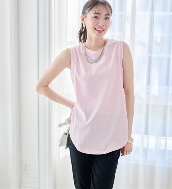 RANAN（ラナン）の「ひんやり！＜BC＞綿100％タンクトップ【選べる着丈】（カットソー）」｜詳細画像