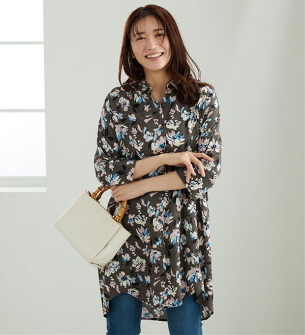 「【接触冷感】レーヨン素材ブザム切替ワンピース（その他ワンピース）」｜詳細画像