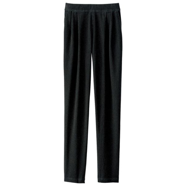 BELLUNA（ベルーナ）の「ゆったりタックニットデニムパンツ（フルレングスパンツ）」｜黒