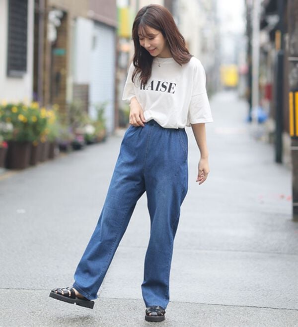 A HAPPY MARILYN（アハッピーマリリン）の「【Ｌ～８Ｌ】伸びるが正義「推し」デニムパンツ（フルレングスパンツ）」｜詳細画像