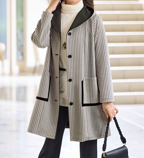 yuni 千鳥柄コート yuni 千鳥柄コート 千鳥柄ウールライクコート | 京都通販ミセス