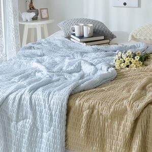 iellio（イエリオ）の「マイクロわた入りひんやり冷感くしゅくしゅ肌掛ケット（肌掛布団・タオルケット）」｜詳細画像