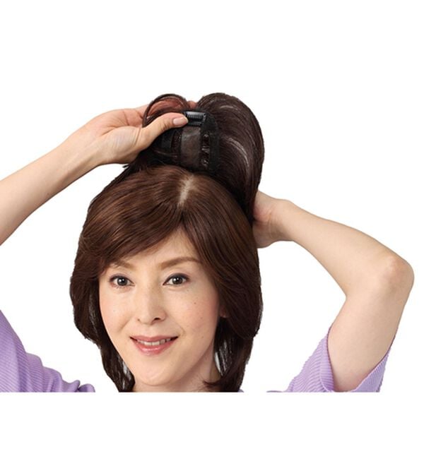 「人毛１００％長めヘアピース（セミロングタイプ）（ウィッグ・ヘアピース・エクステ）」｜詳細画像