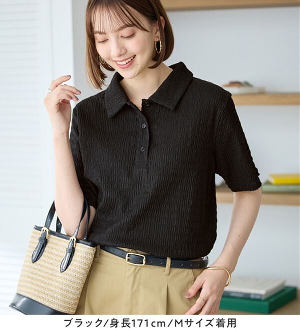 Viola e Viola（ヴィオラ エ ヴィオラ）の「ポコポコ素材ポロトップス（カットソー）」｜詳細画像