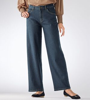 BELLUNA（ベルーナ）の「ぐんと伸びる裏起毛デニムパンツ　ワイド（ワイドパンツ・ガウチョ）」｜詳細画像