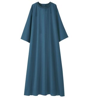 BELLUNA（ベルーナ）の「リブ使いコットンリネンワンピース（その他ワンピース）」｜ネイビー