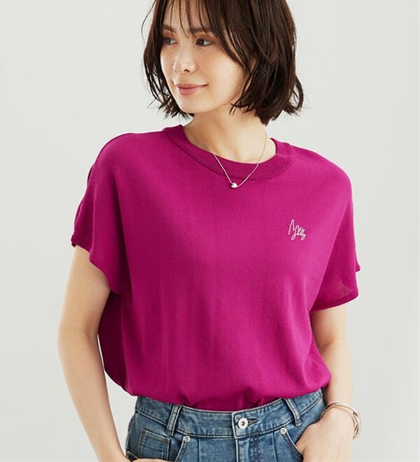 BELLUNA（ベルーナ）の「【快適Ｌａｂ．】Tシャツより上品！ひんやり洗えるニットＴ（ニット・セーター）」｜詳細画像