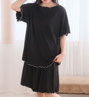 A HAPPY MARILYN（アハッピーマリリン）の「【Ｌ～８Ｌ】タイプが選べる！さらっとろルームウェアセット（パジャマ・ルームウェア）」｜ブラック