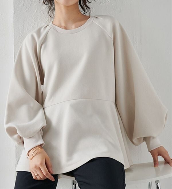 RANAN（ラナン）の「ボリュームスリーブペプラムスウェット（カットソー）」｜詳細画像