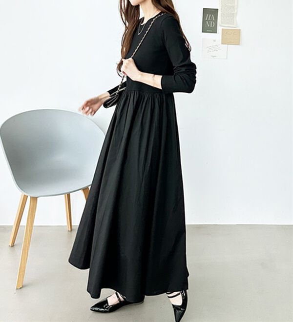 GeeRA（ジーラ）の「異素材切替ドッキングワンピース（ドッキングワンピース）」｜詳細画像