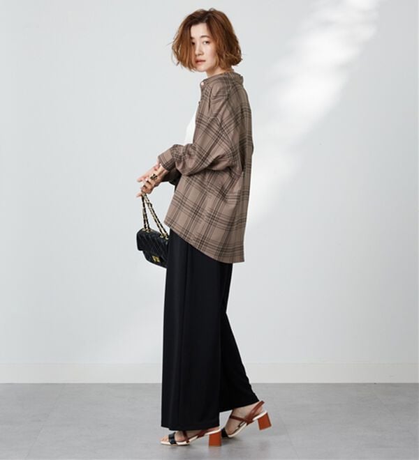 BELLUNA（ベルーナ）の「シアージョーゼット素材チェック柄シャツ（シャツ）」｜詳細画像