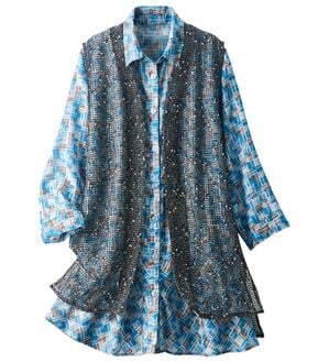 ルフラン（ルフラン）の「上品ブラウス&times;ニットベスト（アンサンブル）」｜幾何柄