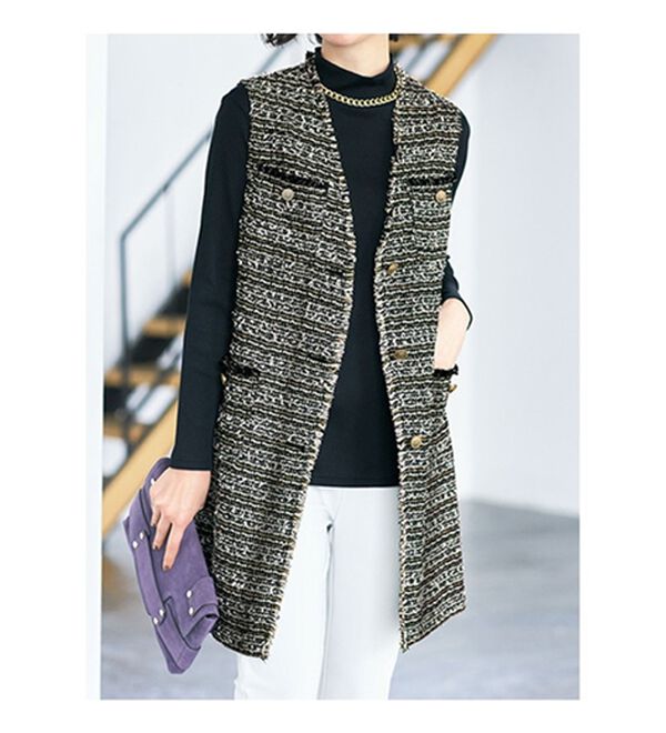 VINNO（ヴィノ）の「＜日本製生地＞ツイードジレ（ジレ）」｜詳細画像