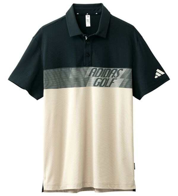 「＜アディダス＞カラーストレッチ半袖シャツ（メンズポロシャツ）」｜ブラック&times;ブラウン