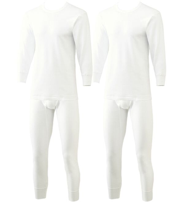 「素肌の匠（Ｒ）プレミアム綿１００％ふっくらインナー上下組（メンズ肌着・インナーウェア）」｜ホワイト丸首上下組