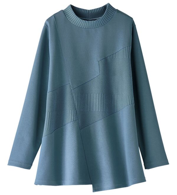 BELLUNA（ベルーナ）の「ボーダージャカード素材切替デザインチュニック（チュニック）」｜詳細画像