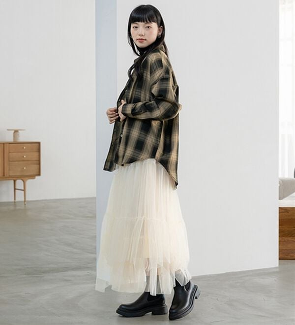 BELLUNA（ベルーナ）の「サラッと軽い！チェック柄シャツ（シャツ）」｜詳細画像