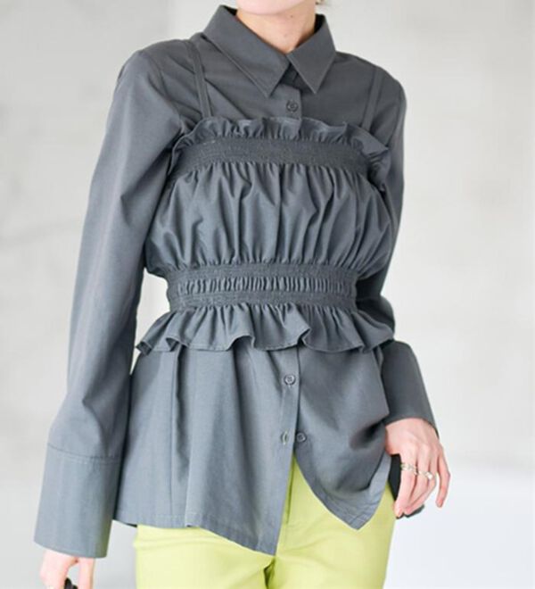 RANAN（ラナン）の「ビスチェ&times;レギュラーカラーシャツ（シャツ）」｜詳細画像