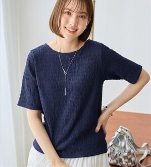 Viola e Viola（ヴィオラ エ ヴィオラ）の「ポコポコ素材Ｔシャツ（カットソー）」｜ネイビー